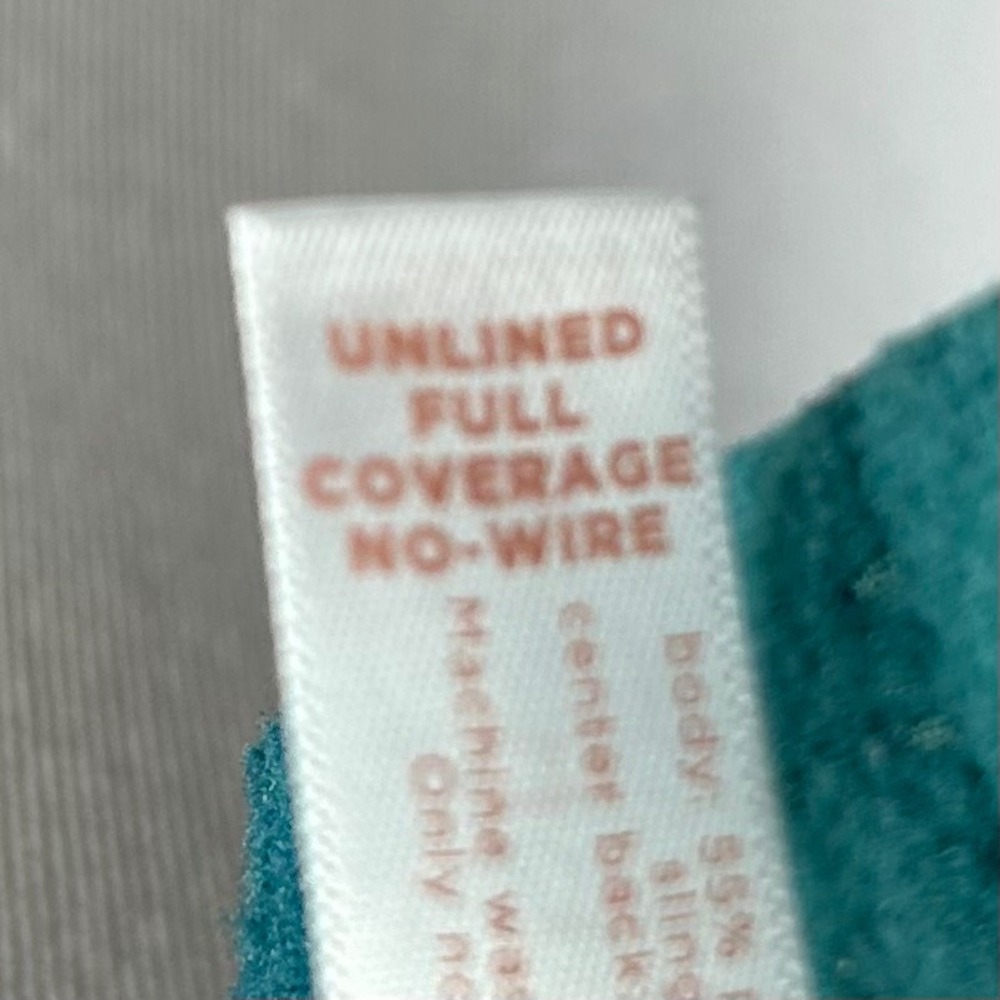 Cacique Teal Polka Dot Unlined Full Coverage Wireless Bra Lace Racerback 40D - Picture 6 of 6